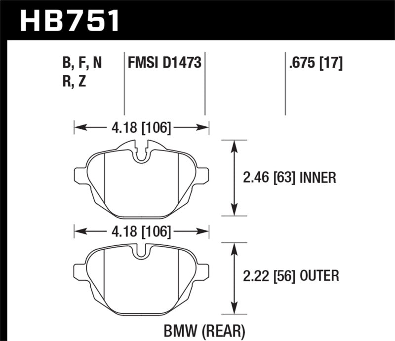 Hawk 2015 BMW 428i Gran Coupe / 11-16 535i / 11-16 X3/X4 HPS Rear Brake Pads