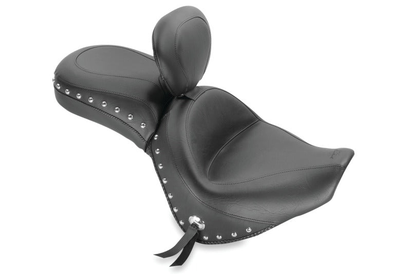 Mustang 06-21 Kawasaki Vulcan 900 Classic, Custom Touring 1PC Seat w/Driver Backrest Studs - Black