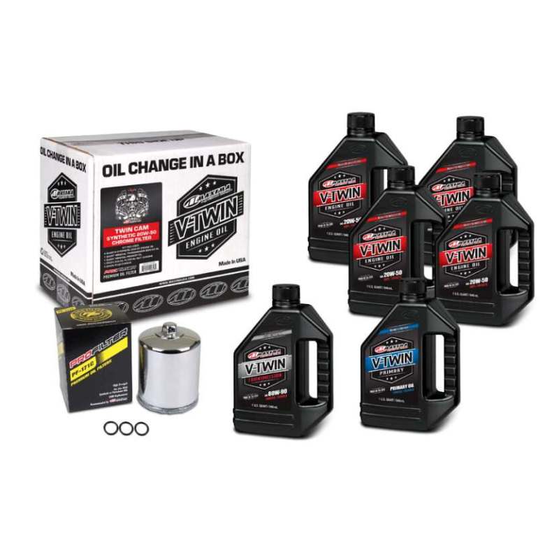 Maxima V-Twin Oil Change Kit Synthetic w/ Chrome Filter Twin Cam