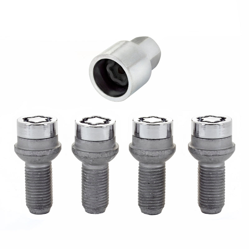 McGard Wheel Lock Bolt Set - 4pk. (Radius Seat) M14X1.5 / 17mm Hex / 27.0mm Shank Length - Chrome