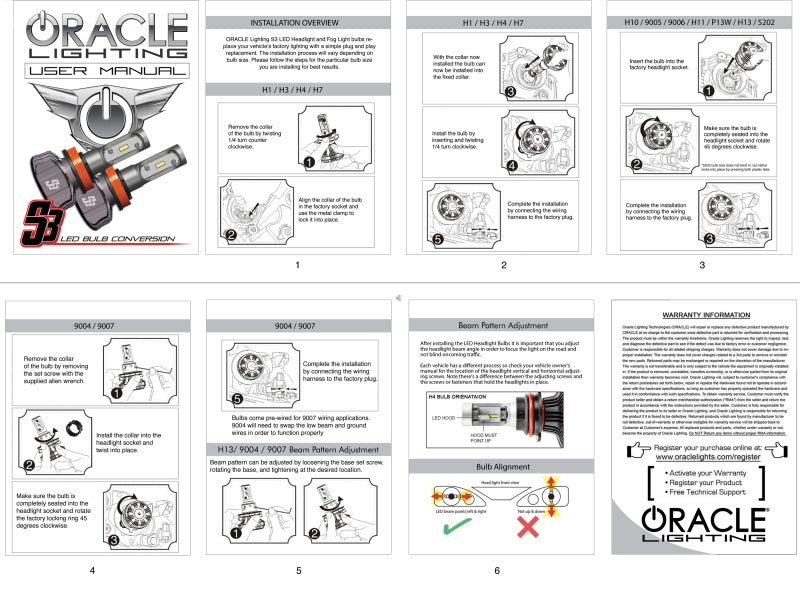 Oracle 9006 - S3 LED Headlight Bulb Conversion Kit - 6000K