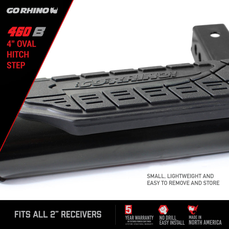 Go Rhino 4in Oval Hitch Step - Black