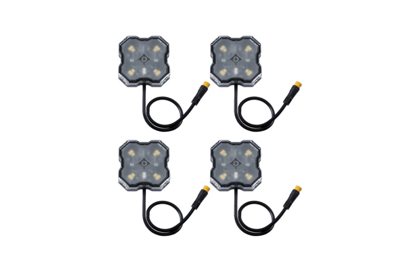 Diode Dynamics Stage Series Single Color LED Rock Light - Amber M8 (4-pack)