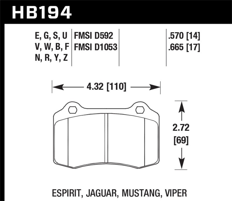 Hawk 2005-2005 Volvo S40 I HPS 5.0 Rear Brake Pads